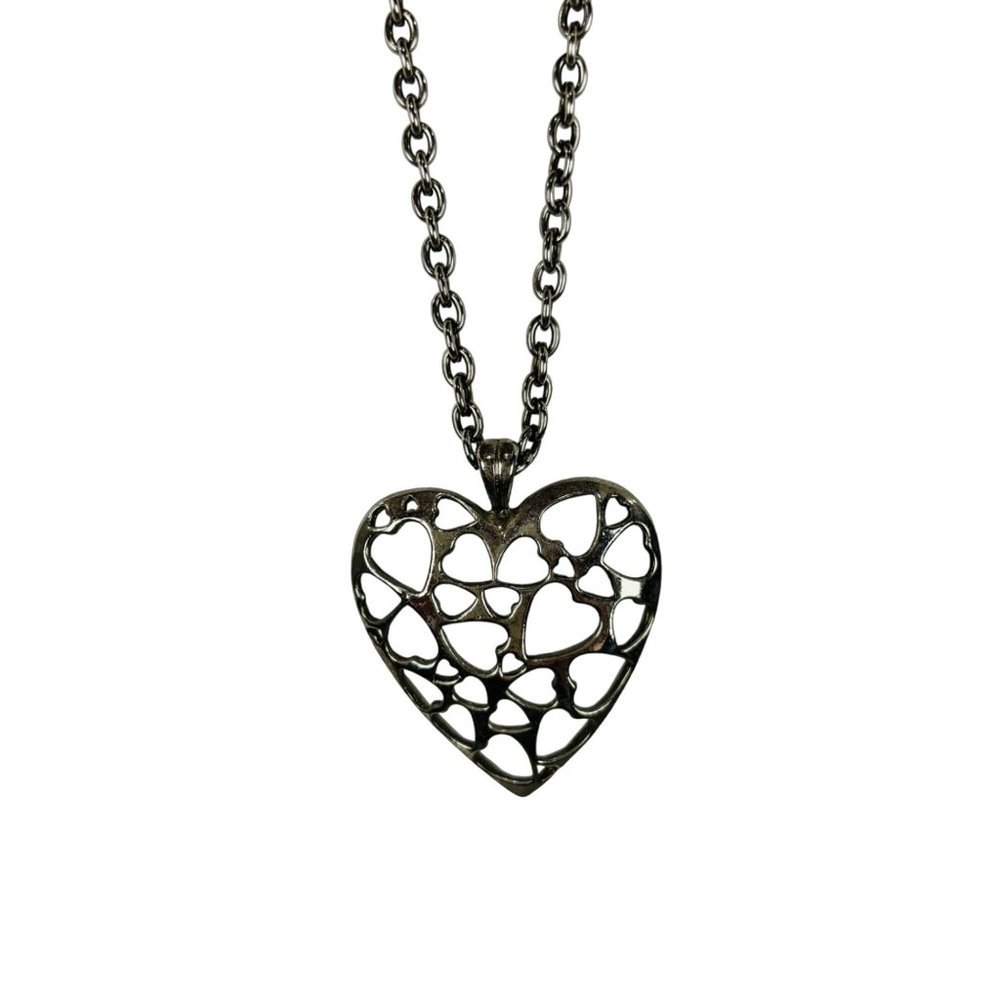 Vintage Hearts Inside A Heart Necklace Silver Pendant